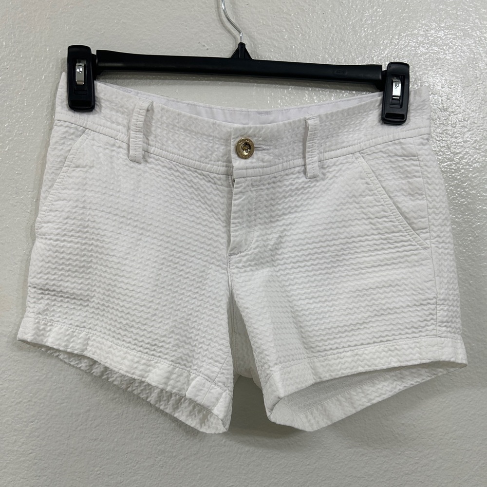 Lilly Pulitzer Womens 2 white the callahan short  Rise Flat Front Slash Pockets